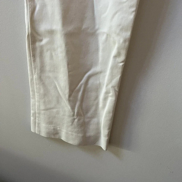 Yansi Fugel White Cotton Spandex Wide Leg Chino Pants Womens 6 Flat Front Mid - Picture 6 of 10